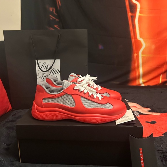 Prada Red and Gray Sneakers - Picture 1 of 7